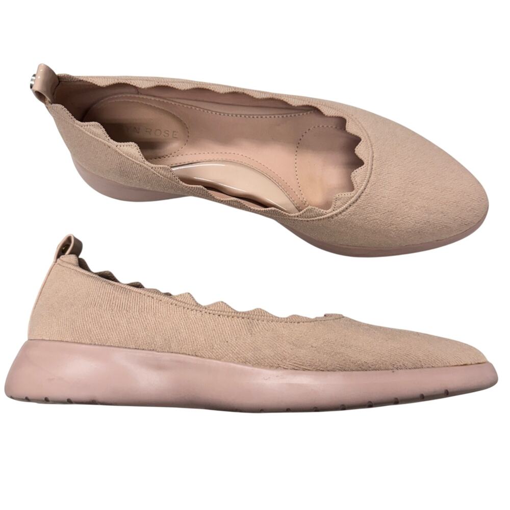 Taryn Rose Pink Canvas Platform Slip On Shoes Womens 7.5 Comfort Scalloped